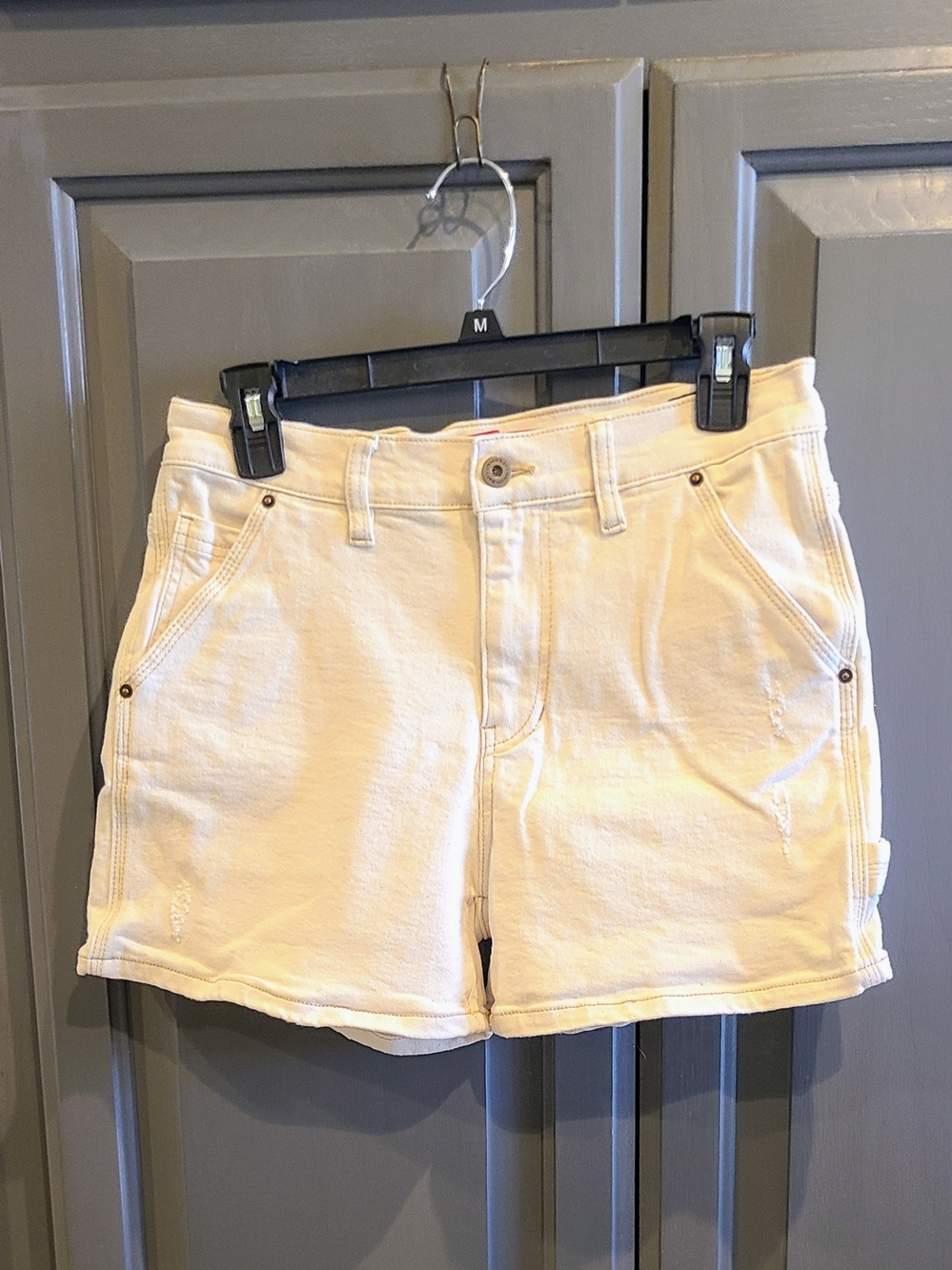 Womens Juniors Teens Union Bay Boyfriend Shorts Cream 5 Worn Look
